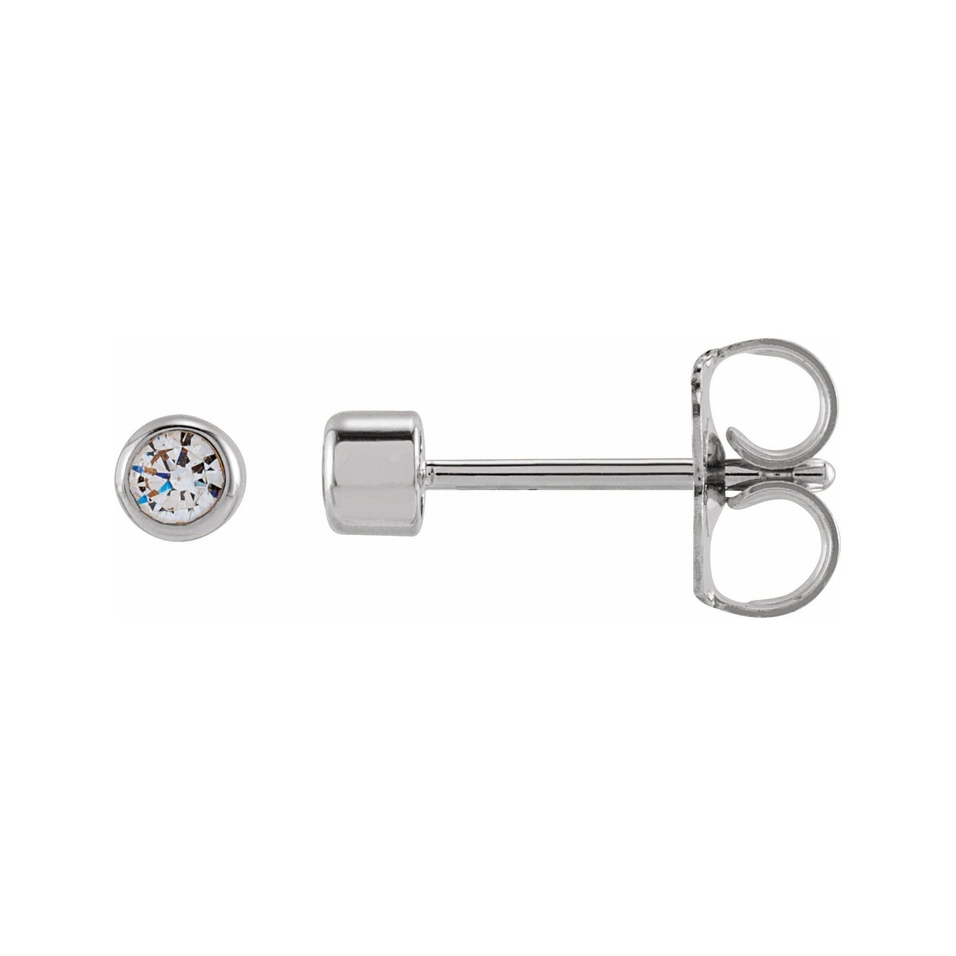 Sapphire Row Lab-Grown Diamond Round Bezel Stud Earrings - 14K White Gold, 1/6 CTW