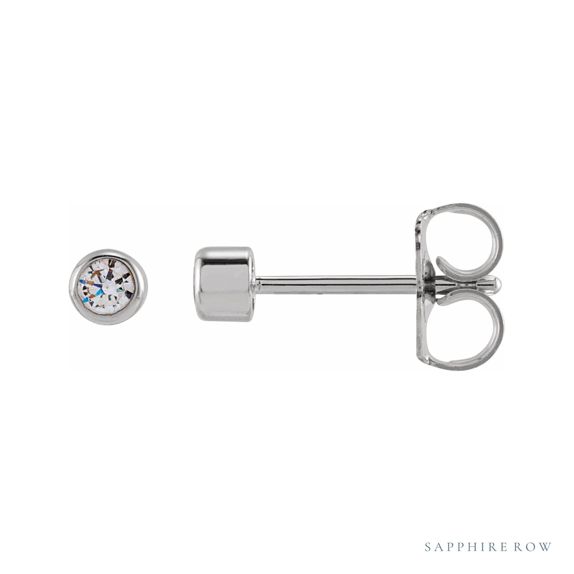 Sapphire Row Lab-Grown Diamond Round Bezel Stud Earrings - 14K White Gold, 1/6 CTW