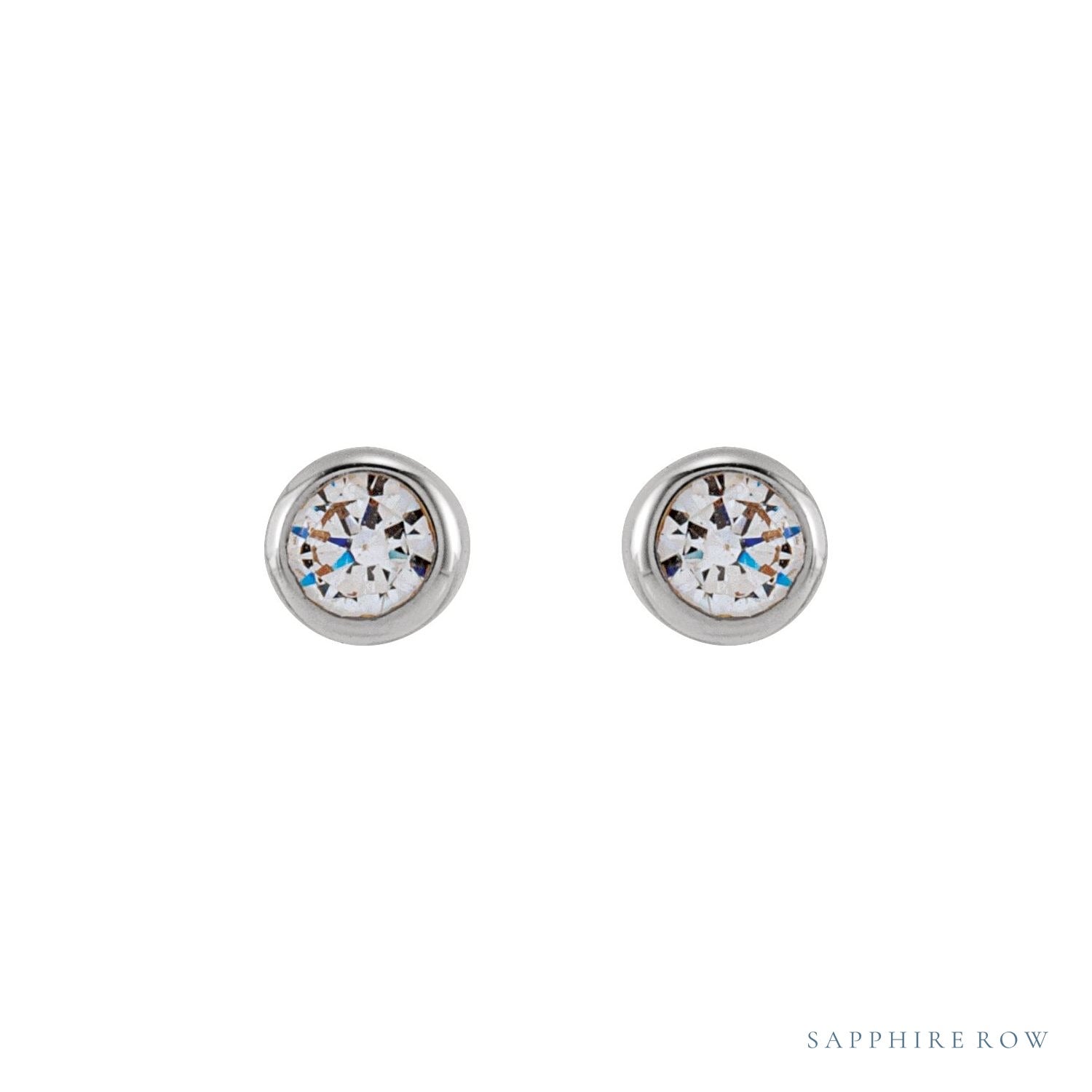 Sapphire Row Lab-Grown Diamond Round Bezel Stud Earrings - 14K White Gold, 1/6 CTW (view 2)