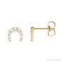 Sapphire Row Natural Diamond Pavé Horseshoe Stud Earrings - 14K Yellow Gold