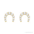 Sapphire Row Natural Diamond Pavé Horseshoe Stud Earrings - 14K Yellow Gold (view 2)