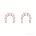 Sapphire Row Natural Diamond Pavé Horseshoe Stud Earrings - 14K Rose Gold (view 2)