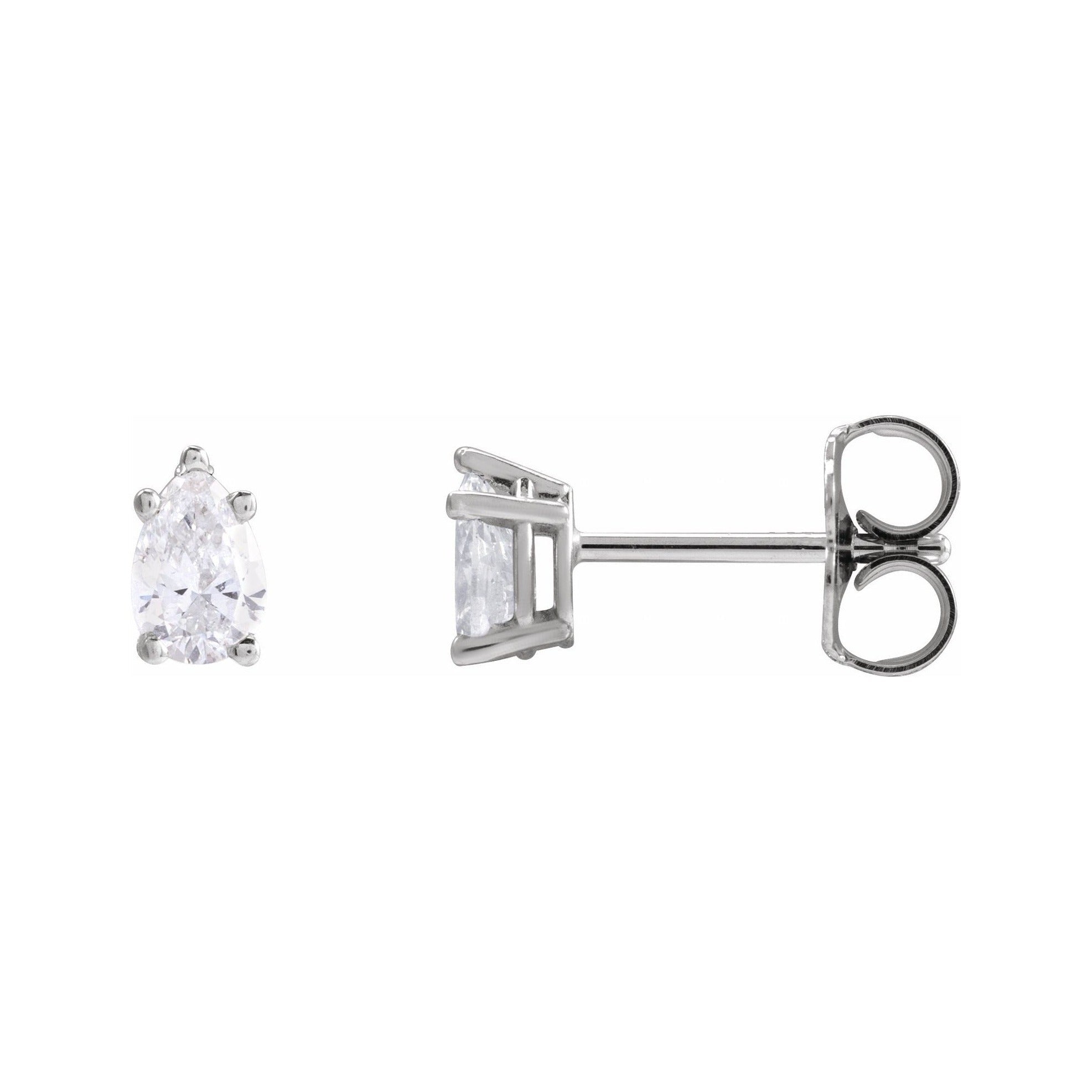 Sapphire Row Natural Diamond Pear Stud Earrings - 14K White Gold, 3/8 CTW