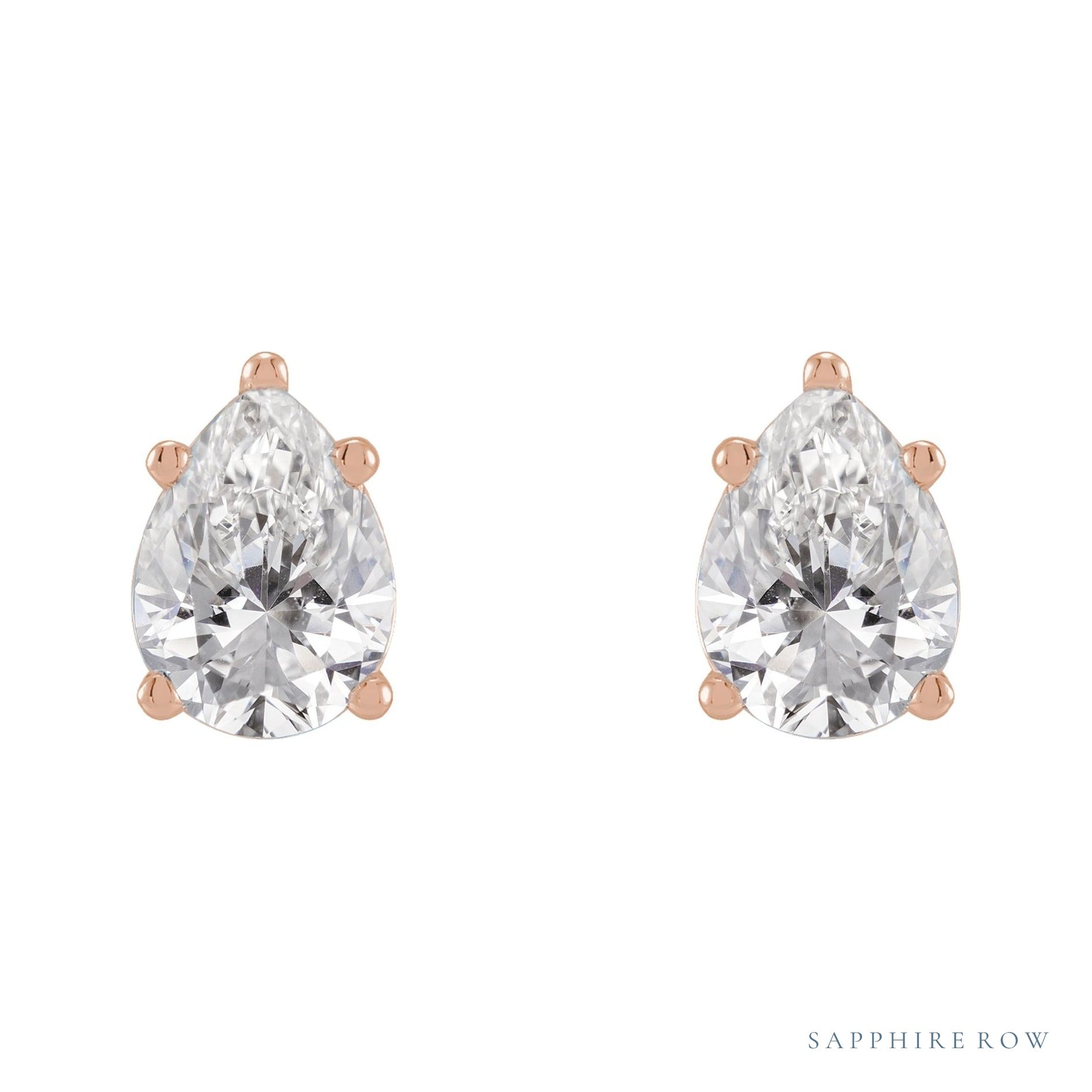 Sapphire Row Lab-Grown Diamond Pear Stud Earrings - 14K Rose Gold (view 2)