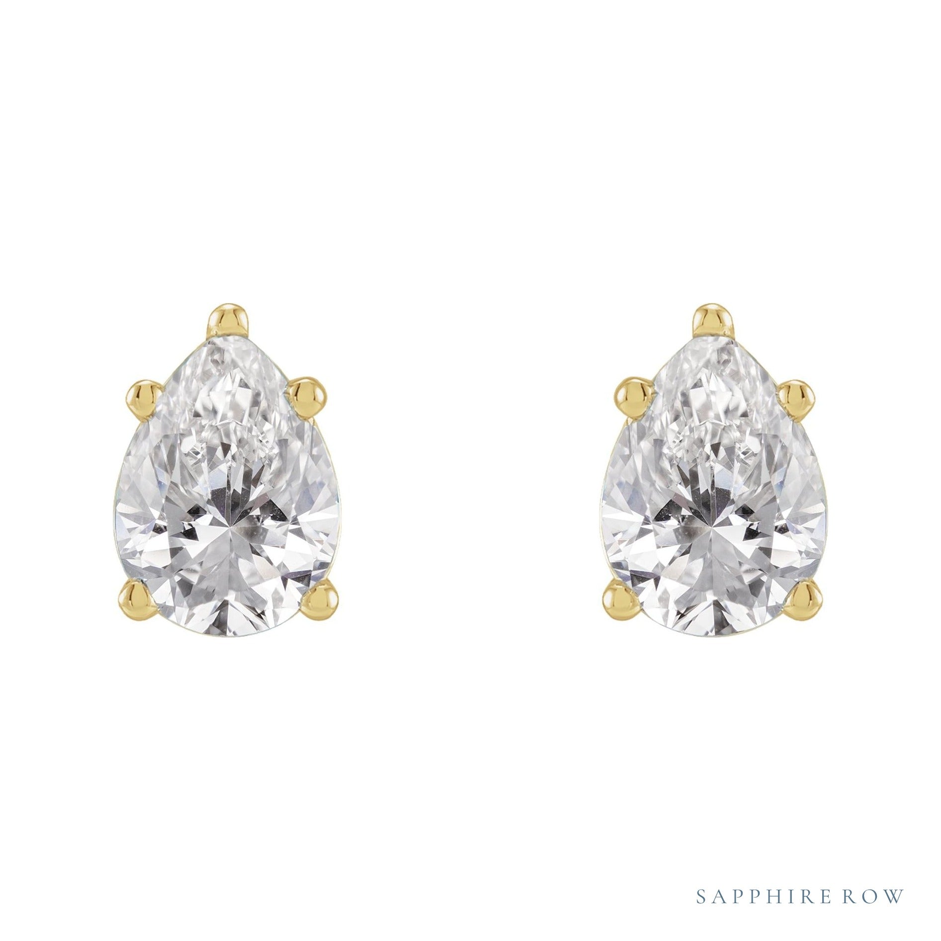 Sapphire Row Lab-Grown Diamond Pear Stud Earrings - 14K Yellow Gold (view 2)