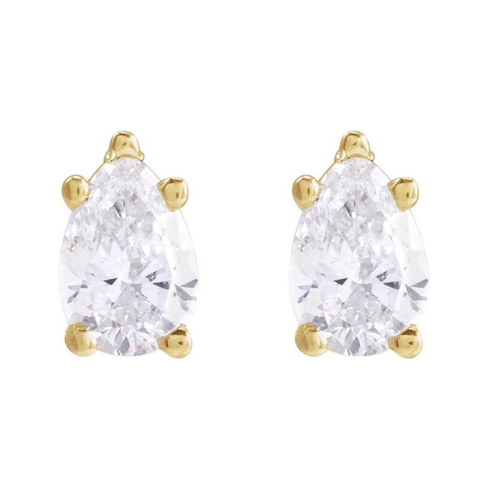 Sapphire Row Lab-Grown Diamond Pear Stud Earrings - 14K Yellow Gold, 3/8 CTW (view 2)