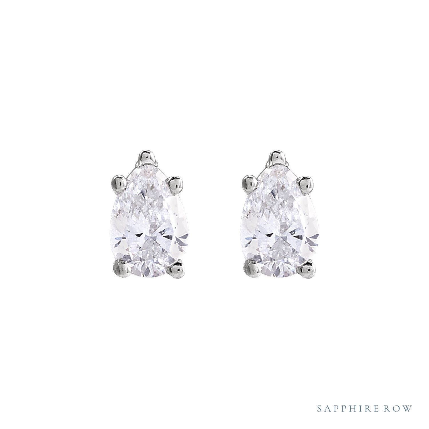 Sapphire Row Lab-Grown Diamond Pear Stud Earrings - 14K White Gold, 3/8 CTW (view 2)