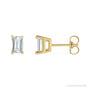 Sapphire Row Natural Diamond Emerald-Cut Stud Earrings - 14K Yellow Gold