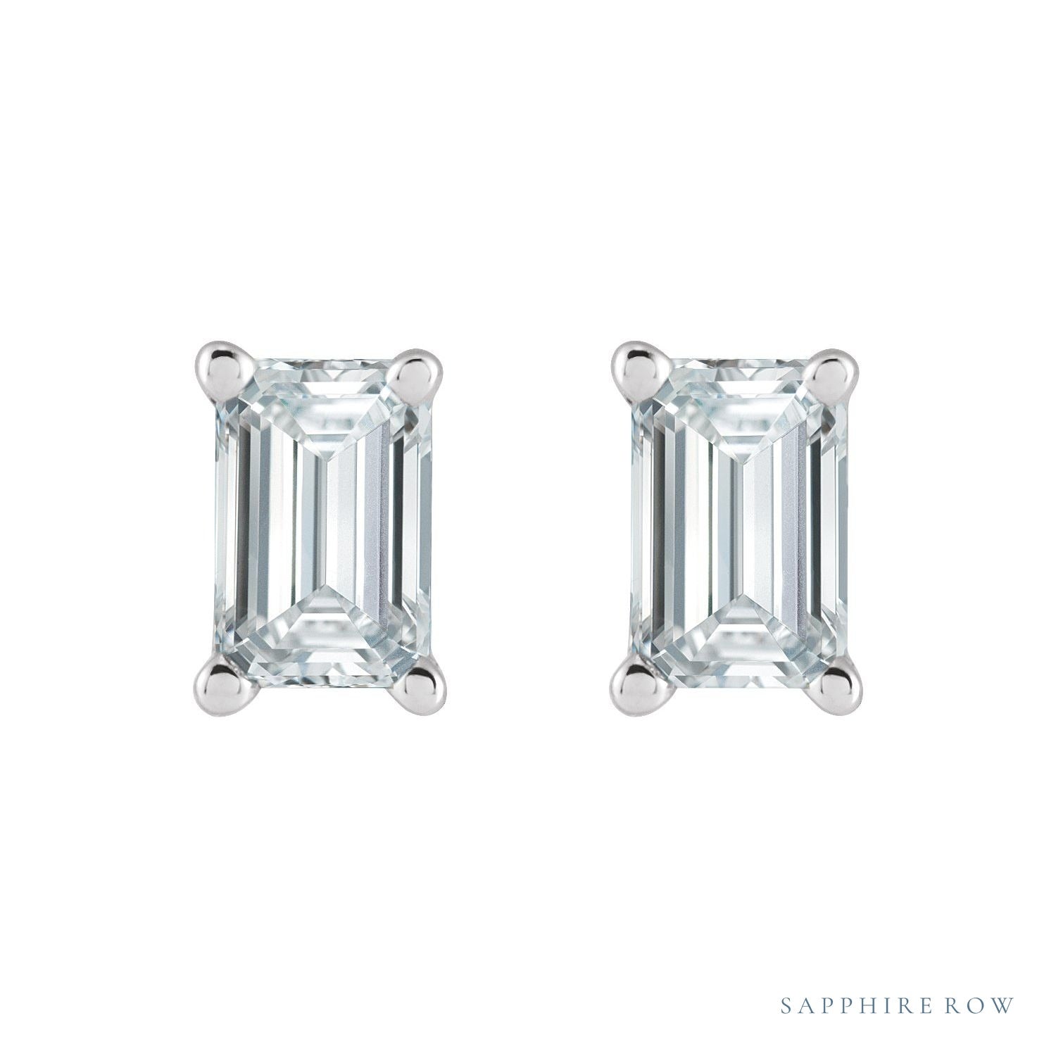Sapphire Row Lab-Grown Diamond Emerald-Cut Stud Earrings - Platinum (view 2)
