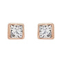Sapphire Row Natural Diamond Princess-Cut Bezel Stud Earrings - 14K Rose Gold, .05 CTW (view 2)