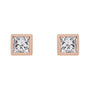 Sapphire Row Natural Diamond Princess-Cut Bezel Stud Earrings - 14K Rose Gold, .07 CTW (view 2)