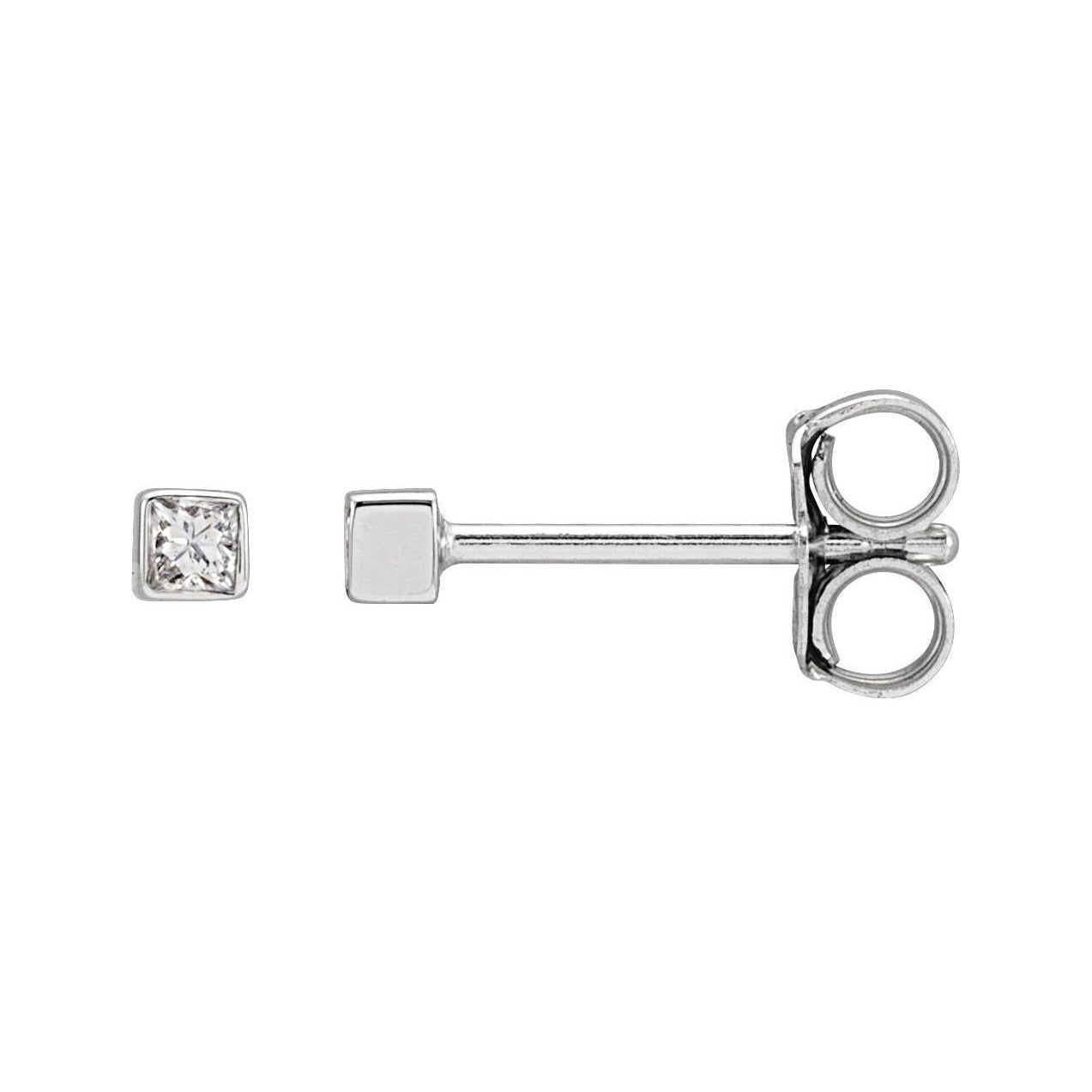 Sapphire Row Natural Diamond Princess-Cut Bezel Stud Earrings - 14K White Gold, .05 CTW
