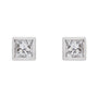 Sapphire Row Natural Diamond Princess-Cut Bezel Stud Earrings - 14K White Gold, .07 CTW (view 2)
