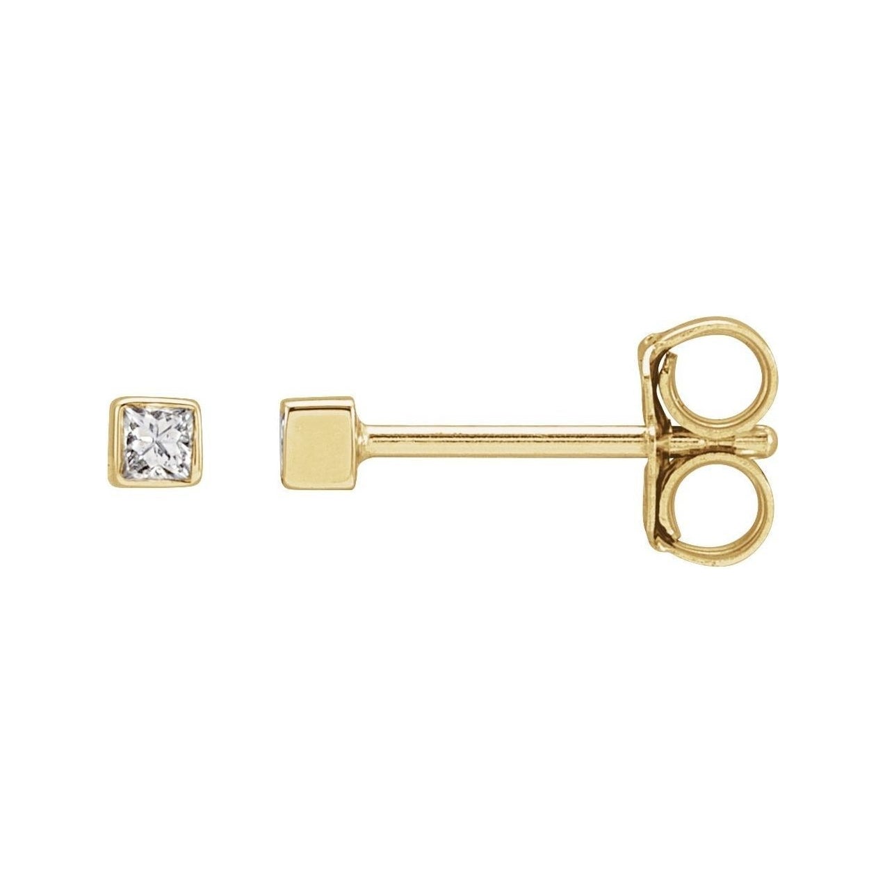 Sapphire Row Natural Diamond Princess-Cut Bezel Stud Earrings - 14K Yellow Gold, .05 CTW