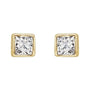 Sapphire Row Natural Diamond Princess-Cut Bezel Stud Earrings - 14K Yellow Gold, .05 CTW (view 2)