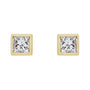 Sapphire Row Natural Diamond Princess-Cut Bezel Stud Earrings - 14K Yellow Gold, .07 CTW (view 2)