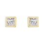 Sapphire Row Lab-Grown Diamond Princess-Cut Bezel Stud Earrings - 14K Yellow Gold (view 2)