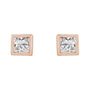 Sapphire Row Lab-Grown Diamond Princess-Cut Bezel Stud Earrings - 14K Rose Gold (view 2)