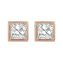 Sapphire Row Lab-Grown Diamond Princess-Cut Bezel Stud Earrings - 14K Rose Gold (view 2)