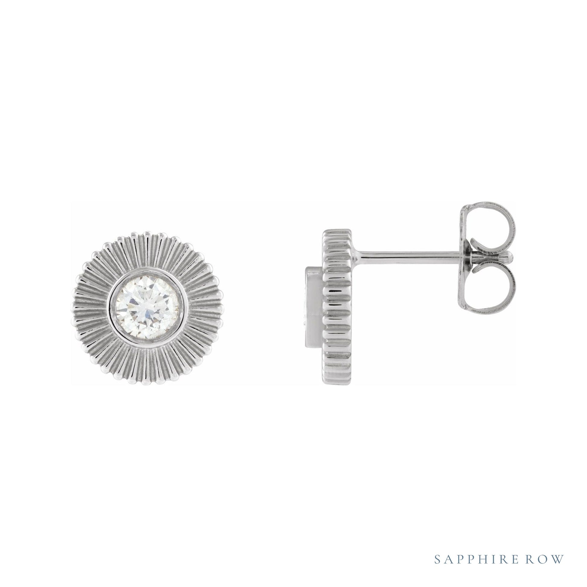 Sapphire Row Lab-Grown Diamond Starburst Stud Earrings - Platinum