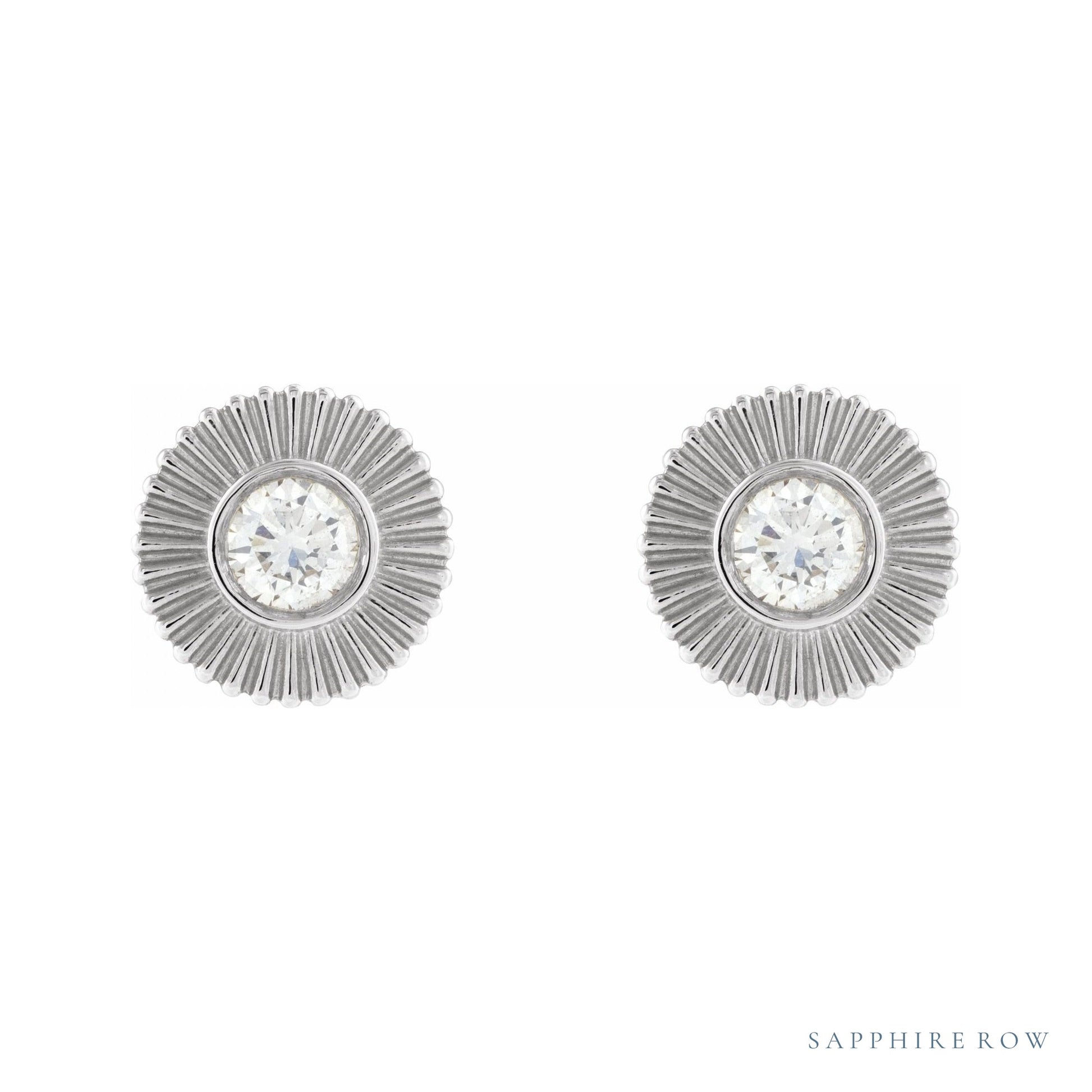 Sapphire Row Lab-Grown Diamond Starburst Stud Earrings - Platinum (view 2)