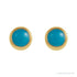 Sapphire Row Natural Gemstone Round Bezel Stud Earrings - Turquoise, 14K Yellow Gold (view 2)