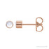 Sapphire Row Natural Gemstone Round Bezel Stud Earrings - Rainbow Moonstone, 14K Rose Gold