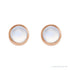 Sapphire Row Natural Gemstone Round Bezel Stud Earrings - Rainbow Moonstone, 14K Rose Gold (view 2)