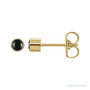 Sapphire Row Natural Gemstone Round Bezel Stud Earrings - Black Onyx, 14K Yellow Gold
