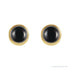 Sapphire Row Natural Gemstone Round Bezel Stud Earrings - Black Onyx, 14K Yellow Gold (view 2)