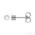 Sapphire Row Natural Gemstone Round Bezel Stud Earrings - Rainbow Moonstone, 14K White Gold