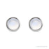 Sapphire Row Natural Gemstone Round Bezel Stud Earrings - Rainbow Moonstone, 14K White Gold (view 2)