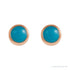 Sapphire Row Natural Gemstone Round Bezel Stud Earrings - Turquoise, 14K Rose Gold (view 2)
