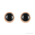 Sapphire Row Natural Gemstone Round Bezel Stud Earrings - Black Onyx, 14K Rose Gold (view 2)