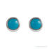 Sapphire Row Natural Gemstone Round Bezel Stud Earrings - Turquoise, 14K White Gold (view 2)