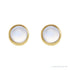 Sapphire Row Natural Gemstone Round Bezel Stud Earrings - Rainbow Moonstone, 14K Yellow Gold (view 2)