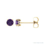 Sapphire Row Natural Prong-Set Gemstone Stud Earrings - Amethyst, 14K Yellow Gold
