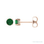 Sapphire Row Lab-Grown Prong-Set Gemstone Stud Earrings - Emerald, 14K Rose Gold, 6 mm