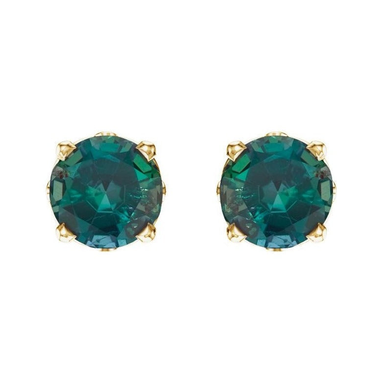 Sapphire Row Lab-Grown Prong-Set Gemstone Stud Earrings - Alexandrite, 14K Yellow Gold, 6 mm (view 2)
