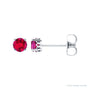 Sapphire Row Lab-Grown Prong-Set Gemstone Stud Earrings - Ruby, 14K White Gold