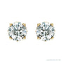 Sapphire Row Lab-Grown Prong-Set Gemstone Stud Earrings - Diamond, 14K Yellow Gold (view 2)