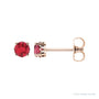 Sapphire Row Lab-Grown Prong-Set Gemstone Stud Earrings - Ruby, 14K Rose Gold, 6 mm