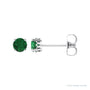 Sapphire Row Lab-Grown Prong-Set Gemstone Stud Earrings - Emerald, 14K White Gold