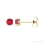 Sapphire Row Lab-Grown Prong-Set Gemstone Stud Earrings - Ruby, 14K Yellow Gold