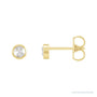 Sapphire Row Natural Rose-Cut Diamond Bezel Stud Earrings - 14K Yellow Gold