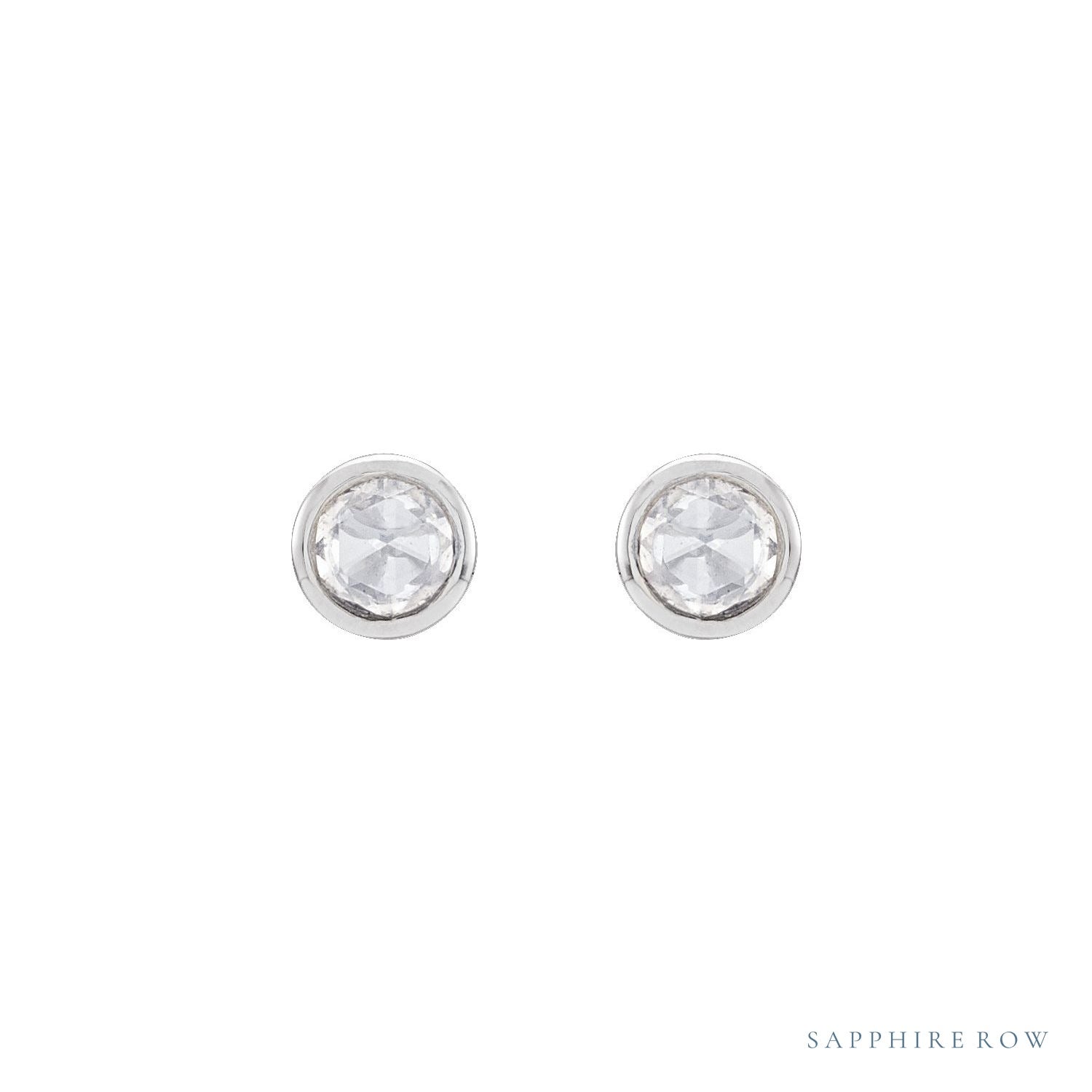 Sapphire Row Natural Rose-Cut Diamond Bezel Stud Earrings - Platinum, 1/8 CTW (view 2)