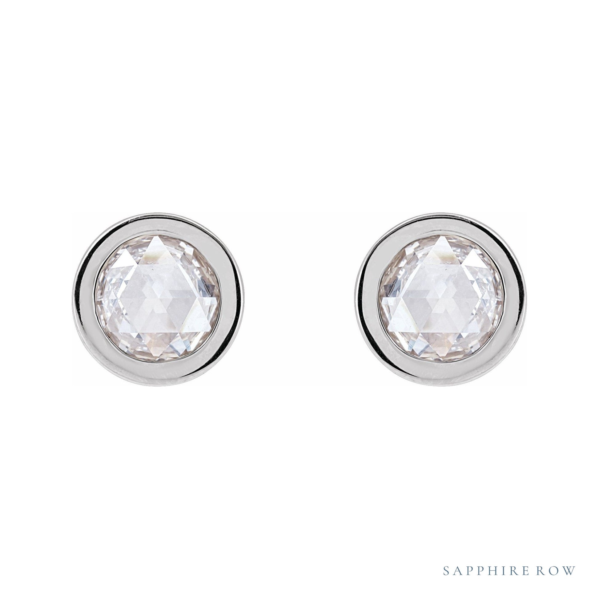 Sapphire Row Natural Rose-Cut Diamond Bezel Stud Earrings - Platinum, 5/8 CTW (view 2)