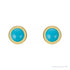 Sapphire Row Natural Cabochon Gemstone Bezel Stud Earrings - Turquoise, 14K Yellow Gold, 4 mm (view 2)