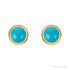 Sapphire Row Natural Cabochon Gemstone Bezel Stud Earrings - Turquoise, 14K Yellow Gold, 5 mm (view 2)