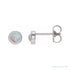 Sapphire Row Natural Cabochon Gemstone Bezel Stud Earrings - White Opal, 14K White Gold, 4 mm
